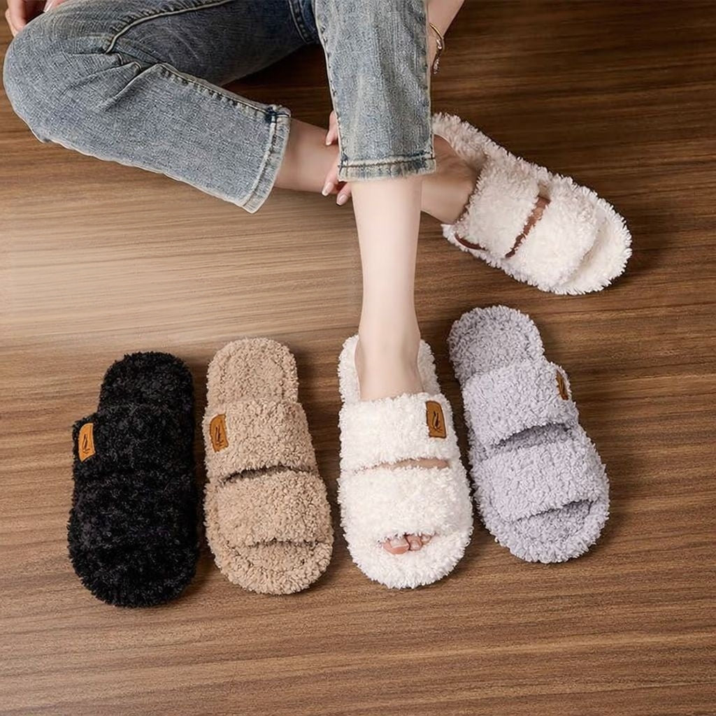 Women's AutumnWinter IndoorOutdoor Fleece-Lined Warm Non-Slip Slippers